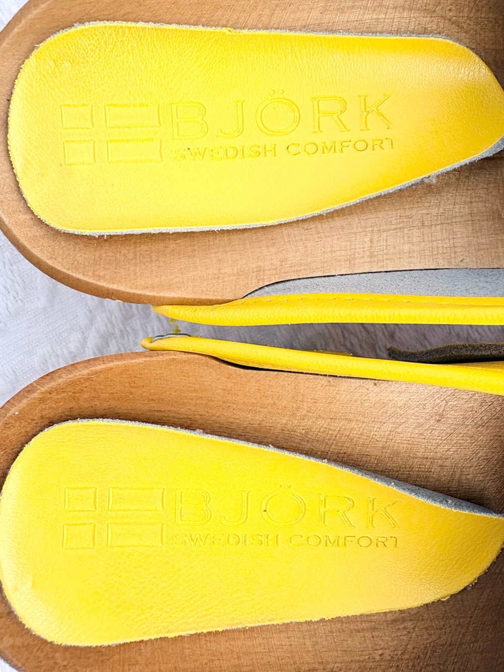 BJORK Swedish Comfort Maja Leather & Wood Heel Open Back Clog | Mustard | EU 39 - Picture 11 of 11